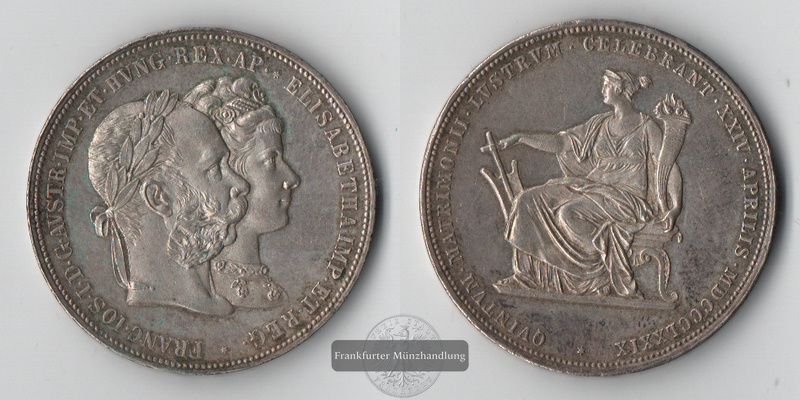  Österreich  2 Gulden  1879 FM-Frankfurt Feingewicht: 22,23g   