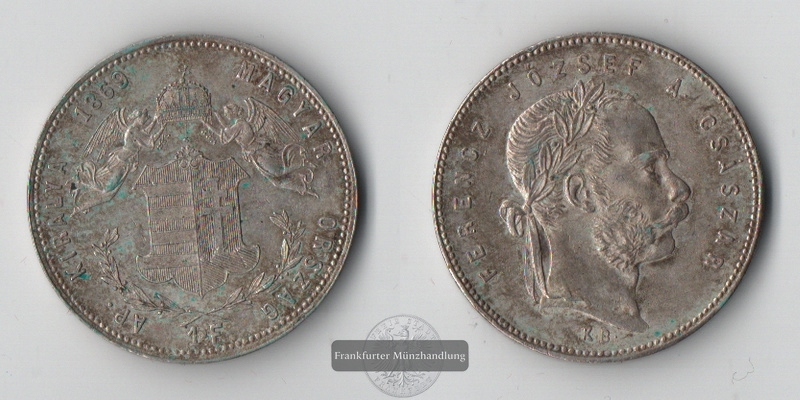  Ungarn  1 Forint  1869  Franz Joseph I.    FM-Frankfurt    Feinsilber: 11,11g   