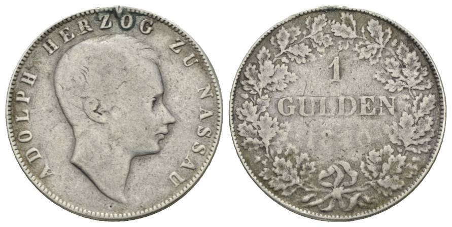  Nassau; 1 Gulden 1870, Henkelspur   