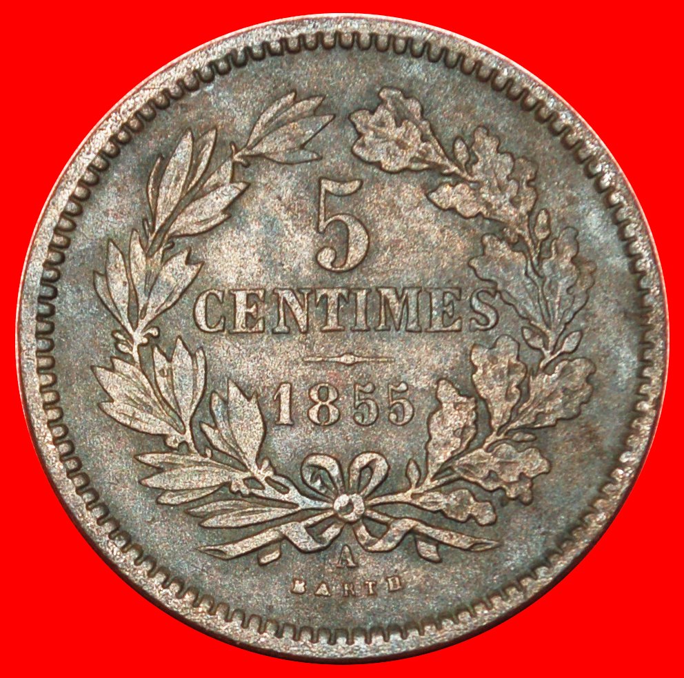  : FRANKREICH (1854-1870): LUXEMBURG ★ 5 CENTIMES 1855A! OHNE VORBEHALT!   