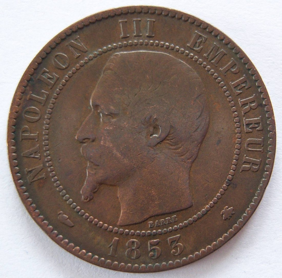  Frankreich Dix 10 Centimes 1853 BB   