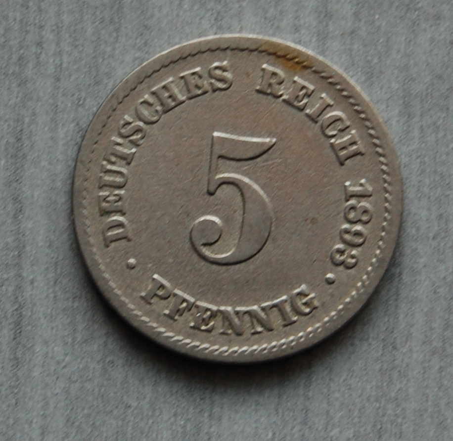 Kaiserreich 5 Pfennig 1893 E ss+