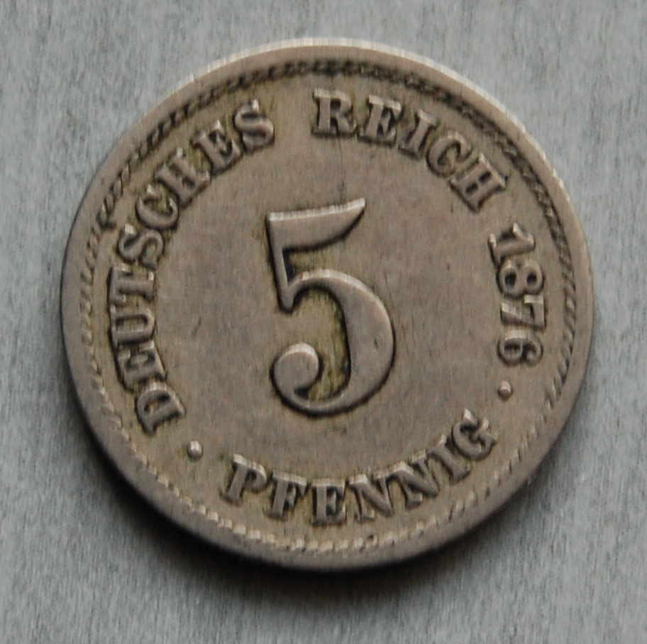  Kaiserreich 5 Pfennig 1876 J  vz   