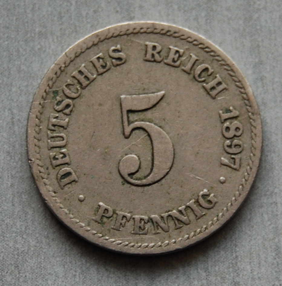 Kaiserreich 5 Pfennig 1897 G ss