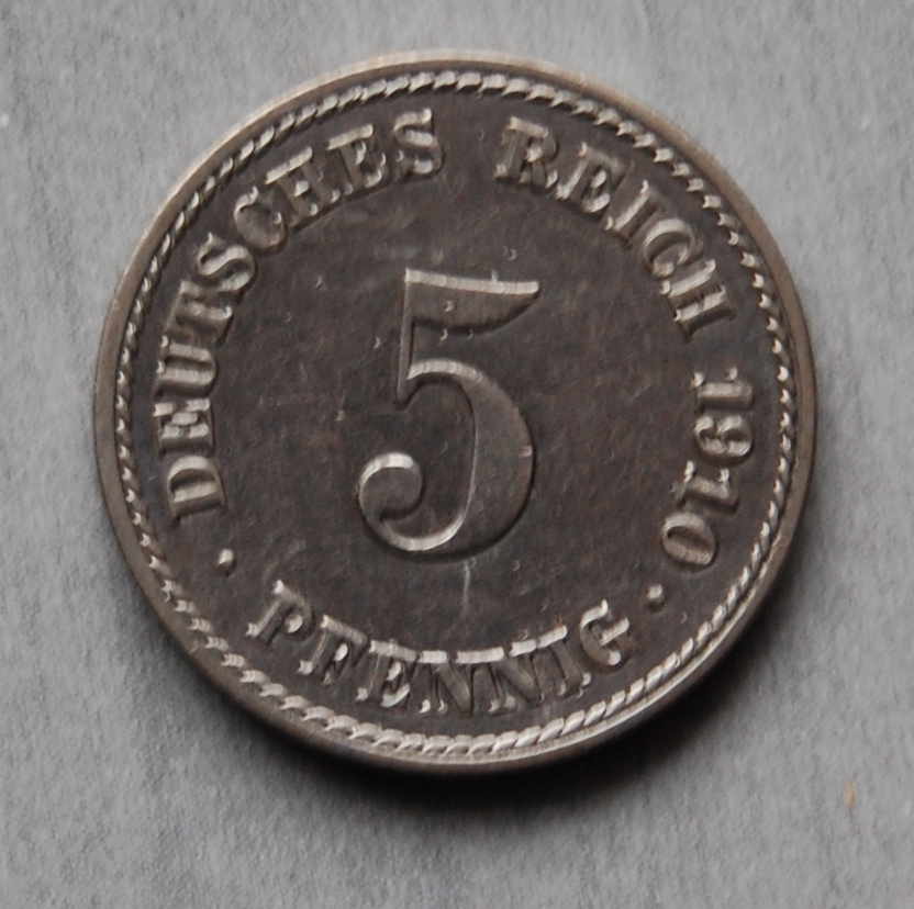 Kaiserreich 5 Pfennig 1910 F vz/stgl. Top Erhaltung
