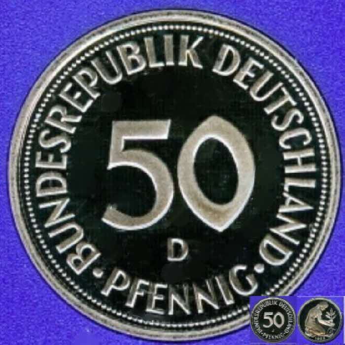  1993 D * 50 Pfennig Polierte Platte PP, proof, top   