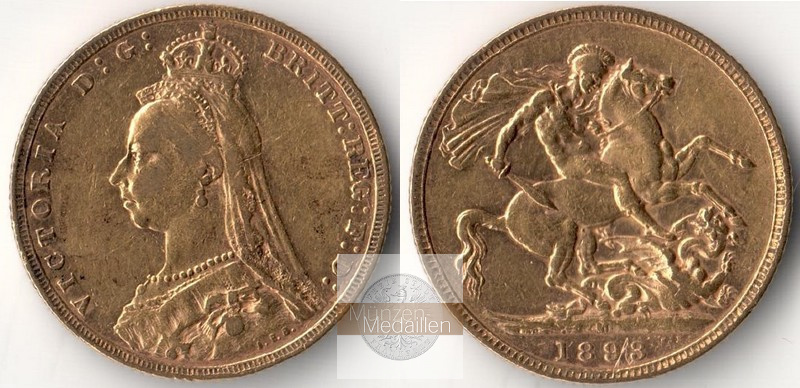 Grossbritannien  Sovereign  1893 MM-Frankfurt Feingold: 7,32g Victoria 1837-1901  