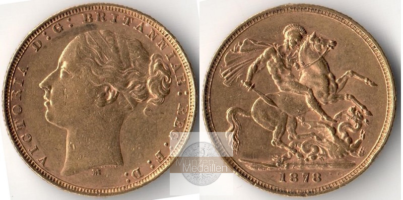 Grossbritannien  Sovereign  1878 MM-Frankfurt Feingold: 7,32g Victoria 1837-1901  