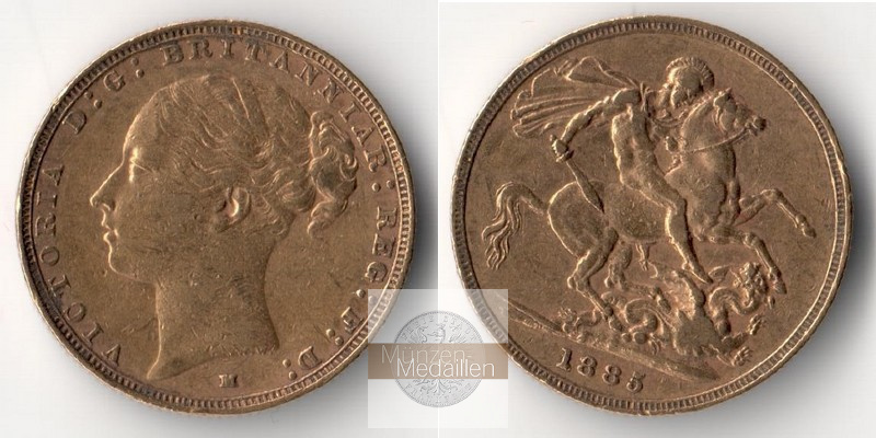 Grossbritannien  Sovereign  1885 MM-Frankfurt Feingold: 7,32g Victoria 1837-1901  