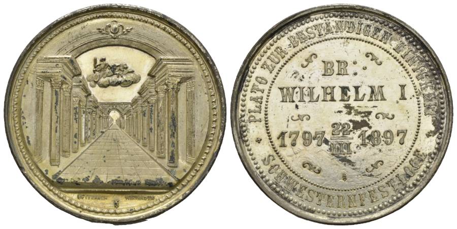  Brandenburg-Preußen - Schwesternfestloge; Medaille 1897, versilbert, 48,96 g, Ø 45,10 mm   