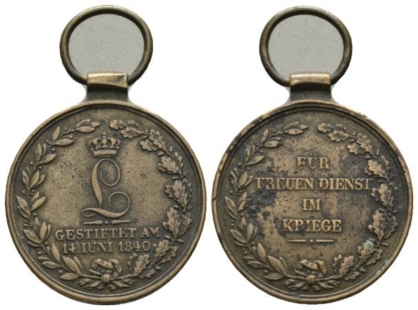  Altdeutschland; tragbare Bronzemedaille 1840; 18,32 g, Ø 31 mm   
