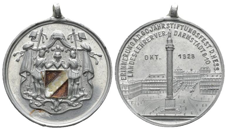  Darmstadt; Medaille 1928, Aluminium, tragbar, 4,81 g, Ø 33 mm   