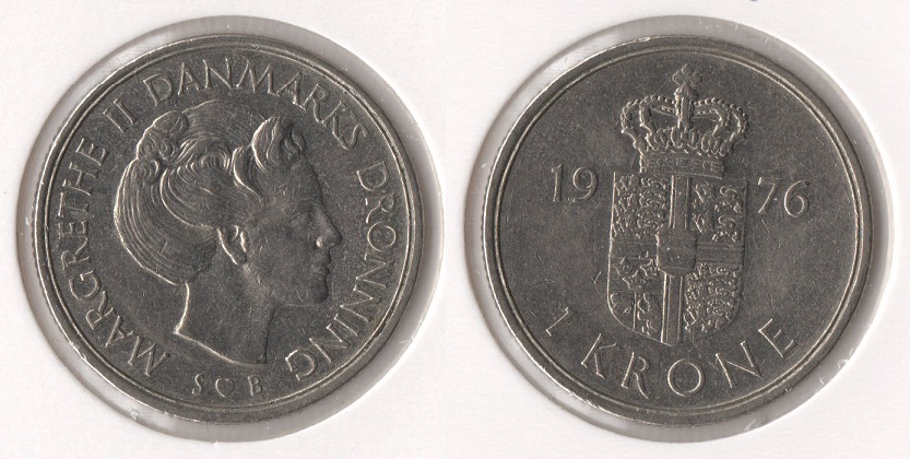  Dänemark 1 Krone 1976 (K-N) Margrethe II. (seit 1972) ss-vz   