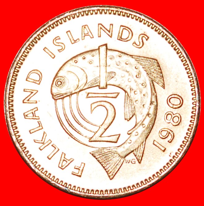  : FISH (1974-1983): FALKLAND ISLANDS ★ 1/2 PENNY 1980! MINT LUSTER! LOW START ★ NO RESERVE!   