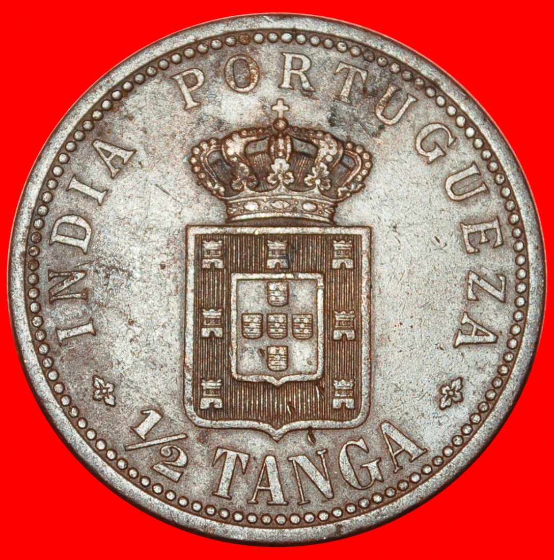  : CARLOS I (1901-1903): PORTUGUESE INDIA ★ 1/2 TANGA 1903 UNCOMMON! LOW START ★ NO RESERVE!   