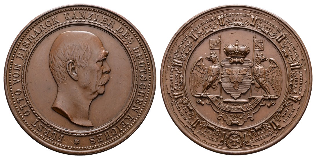  Linnartz Bismarck, Bronzemedaille 1890, a.s.Entlassung, Be. 89 50 mm, 60,0 Gr vz+   