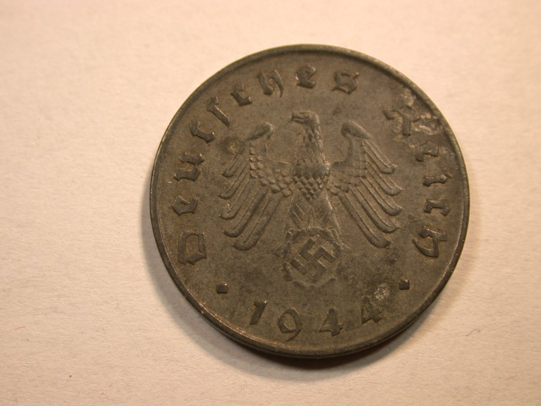  D13  3.Reich  10 Pfennig 1944 A vz, Schrötlingsfehler  Originalbilder   