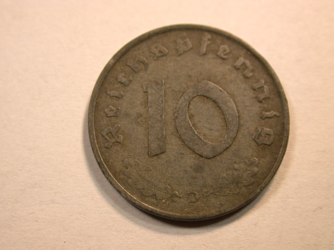  D13  3.Reich  10 Pfennig 1944 D in ss  Originalbilder   