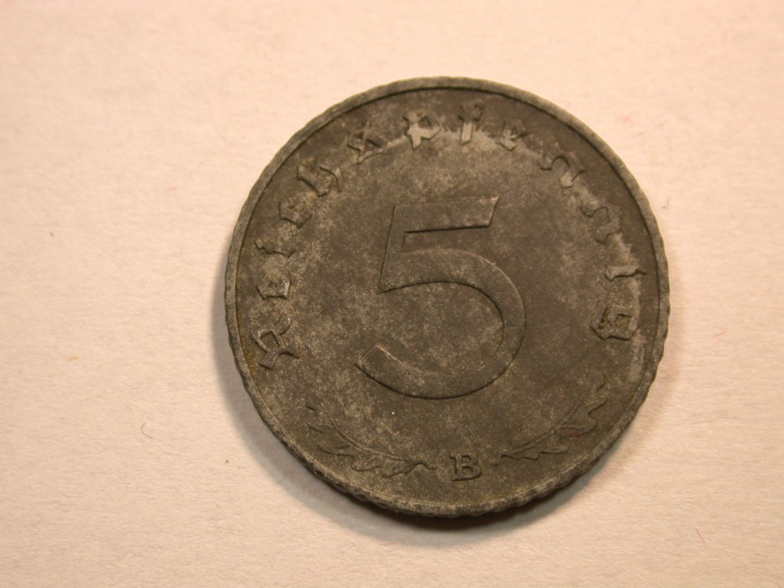  D13  3.Reich  5 Pfennig 1942 B in f.vz  Originalbilder   