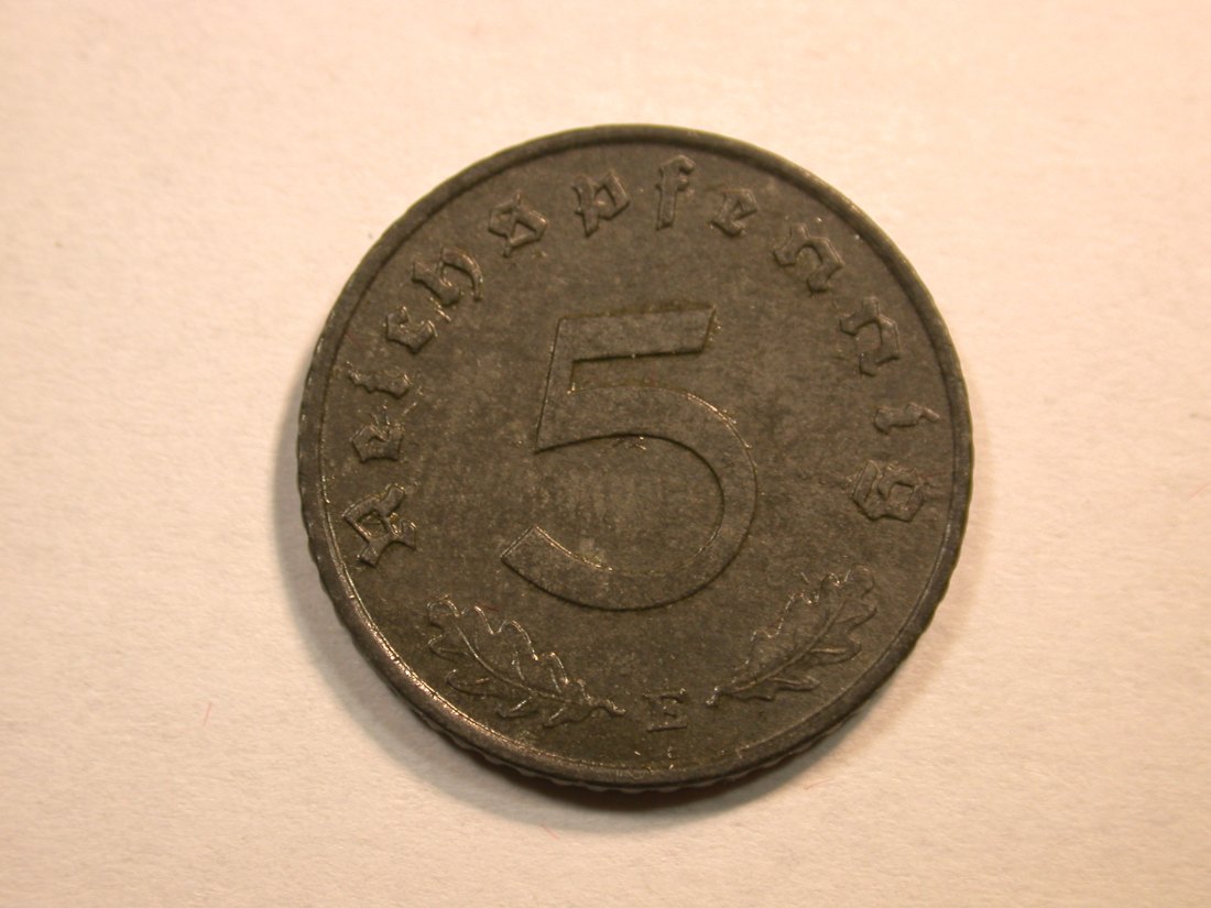 D13 3.Reich 5 Pfennig 1943 E in vz/vz+ Originalbilder