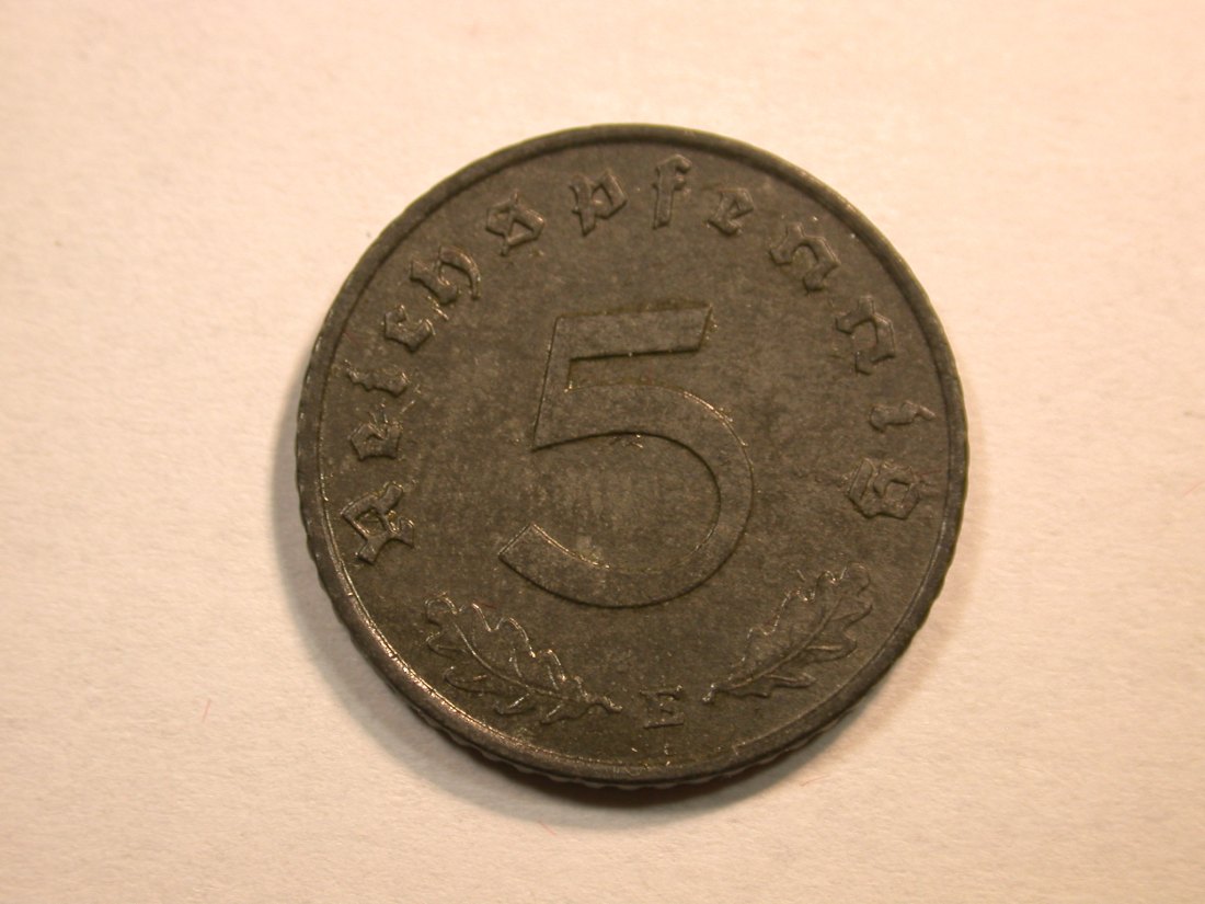  D13  3.Reich  5 Pfennig 1943 E in vz/vz+  Originalbilder   