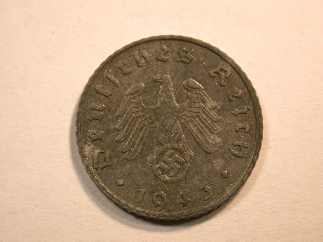  D13  3.Reich  5 Pfennig 1943 E in vz/vz+  Originalbilder   