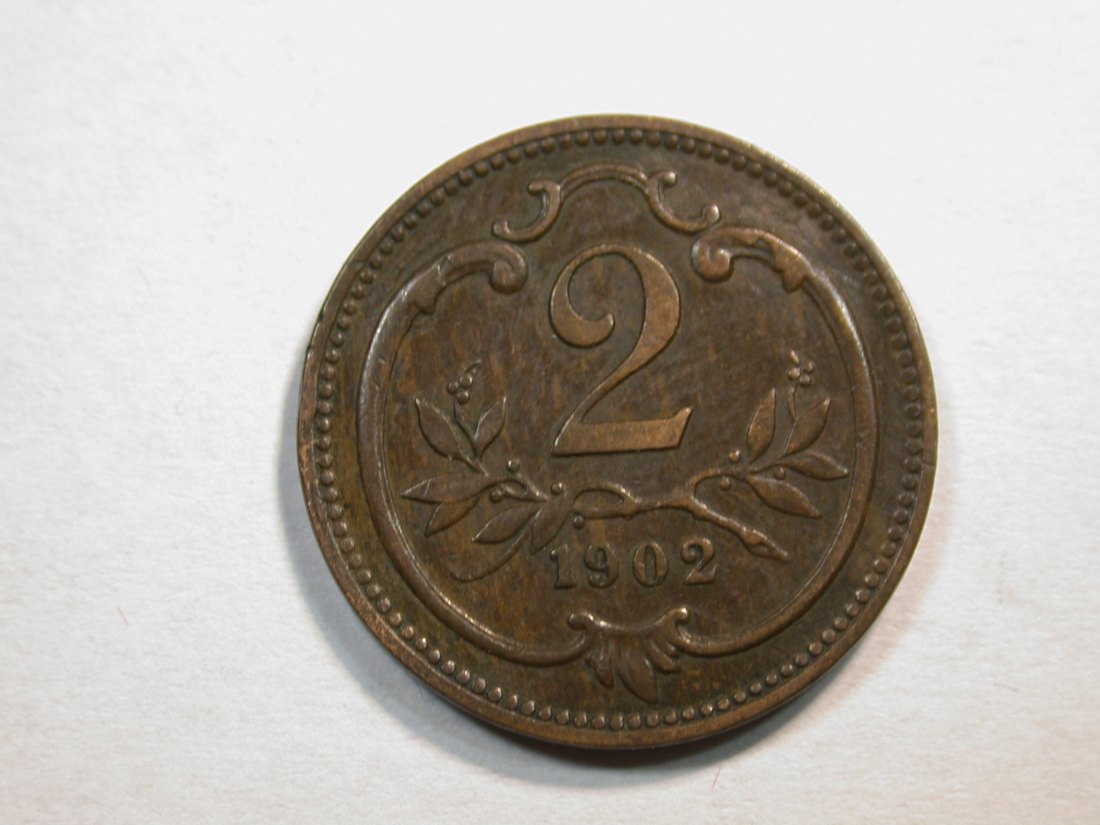  D13  Österreich  2 Heller  1902  in ss-vz   Originalbilder   