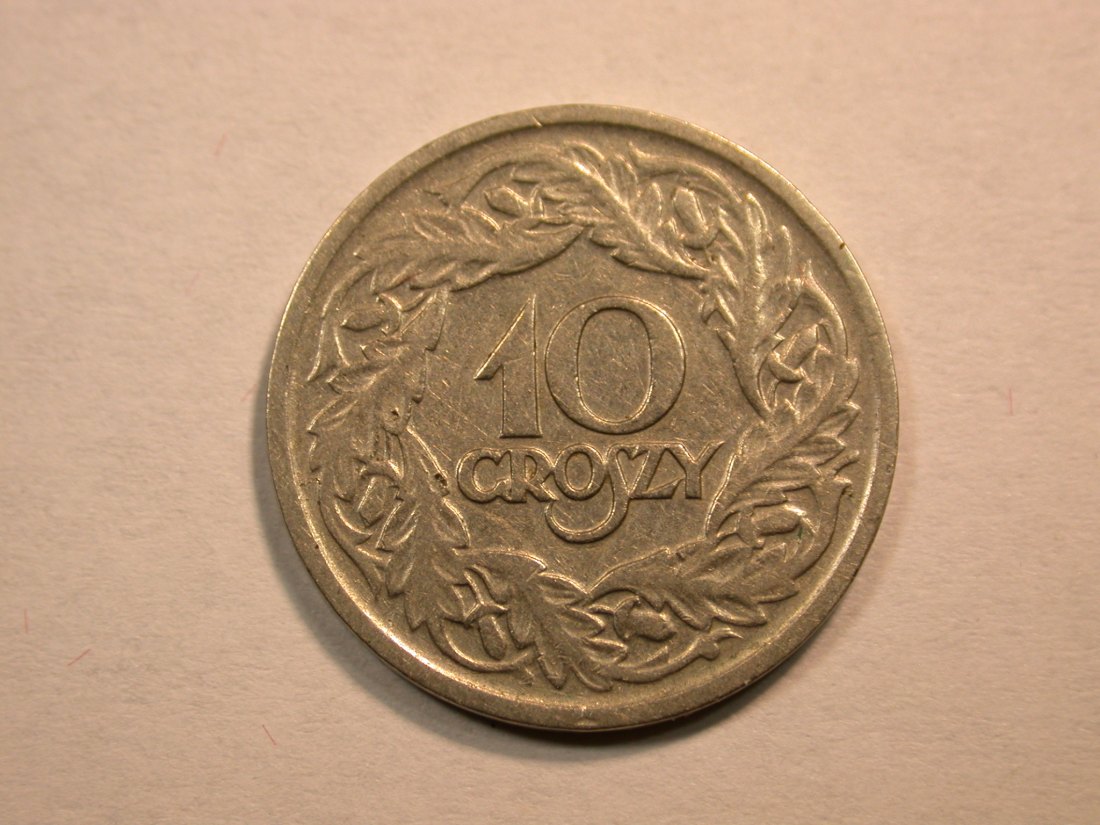 D13 Polen 10 Groszy 1923 Nickel in ss/ss+ Originalbilder