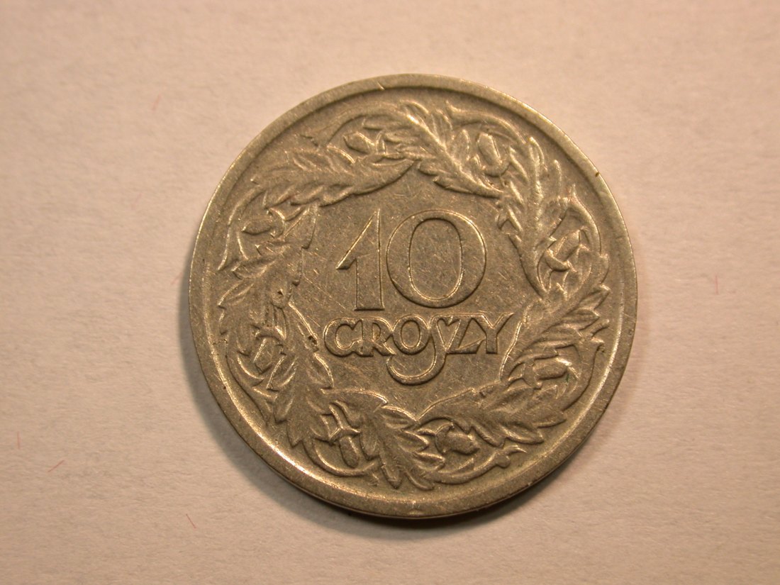  D13  Polen  10 Groszy 1923 Nickel in ss/ss+ Originalbilder   