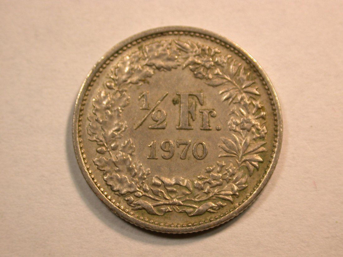 D13 Schweiz 1/2 Franken 1970 in ss-vz Originalbilder