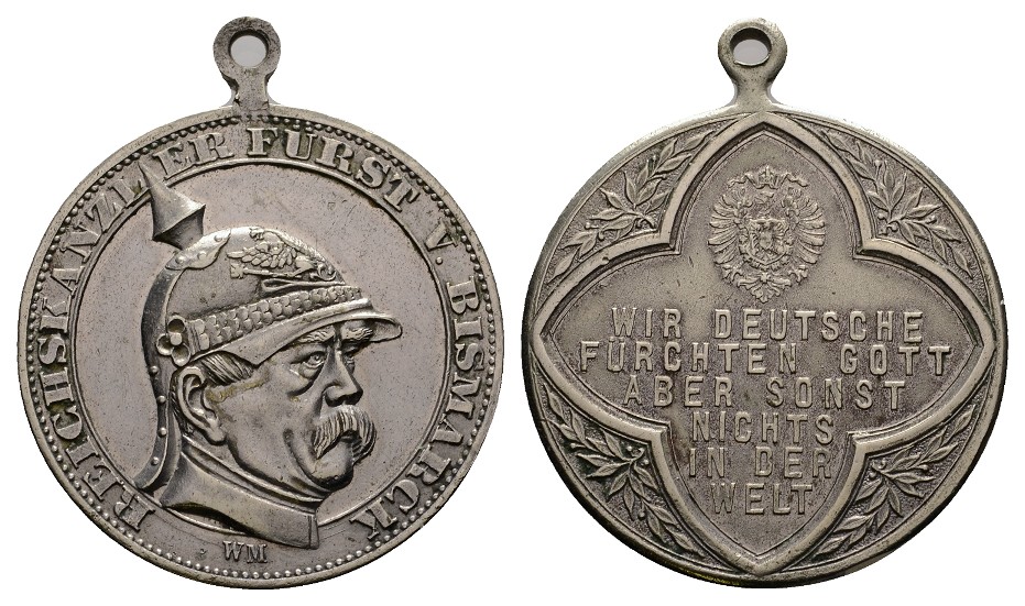  Linnartz Bismarck, Tragbare Nickelmedaille (v. M & W) a.die Reichstagsrede, Be. 395, 33,5 mm, vz   