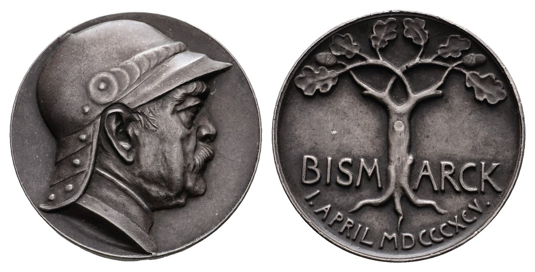 Linnartz Bismarck, Silbermedaille 1895, zum 8o. Geburtstag, Bennert 146, vz-st   