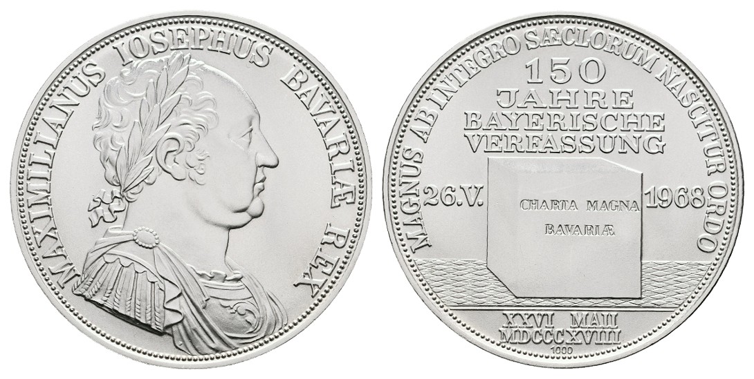  Linnartz Bayern Silbermedaille 1968 150 Jahre Bayerische Verfassung stgl Gewicht: 25,1g/1.000er   