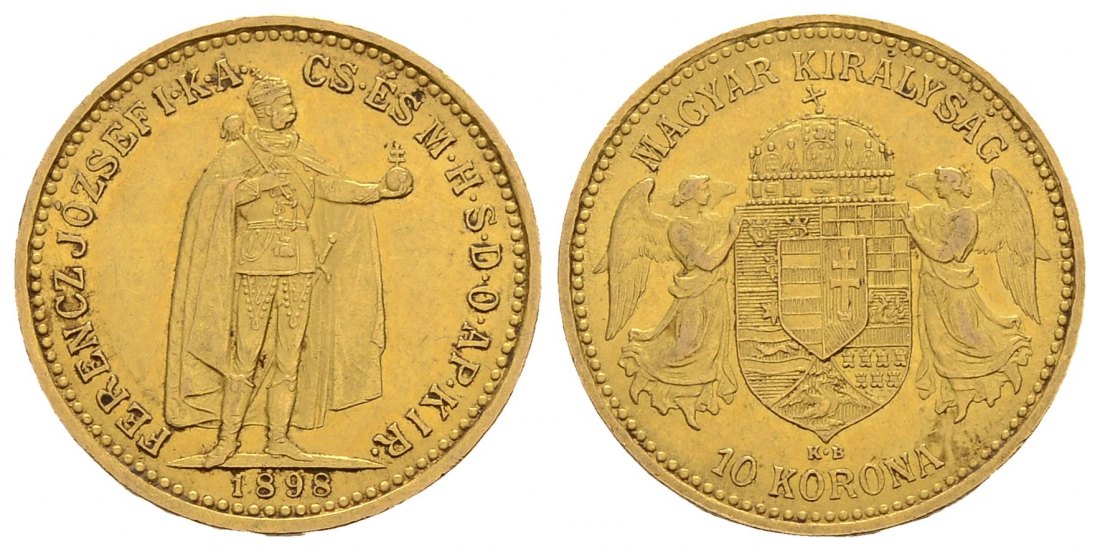 PEUS 3274 Ungarn 3,05 g Feingold. Franz Joseph I. (1848 - 1916) 10 Kronen GOLD 1898 KB Kremnitz Sehr schön
