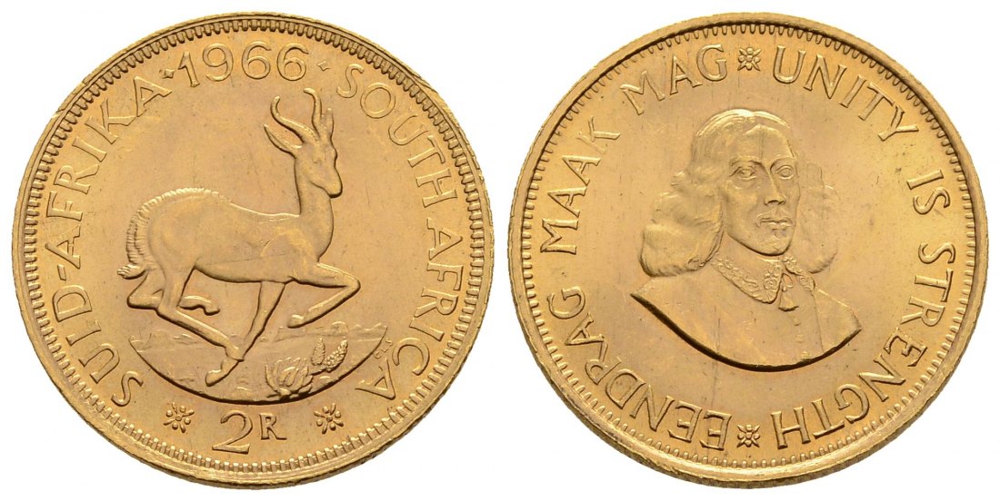 PEUS 3281 Südafrika 7,32 g Feingold 2 Rand GOLD 1966 Fast Stempelglanz