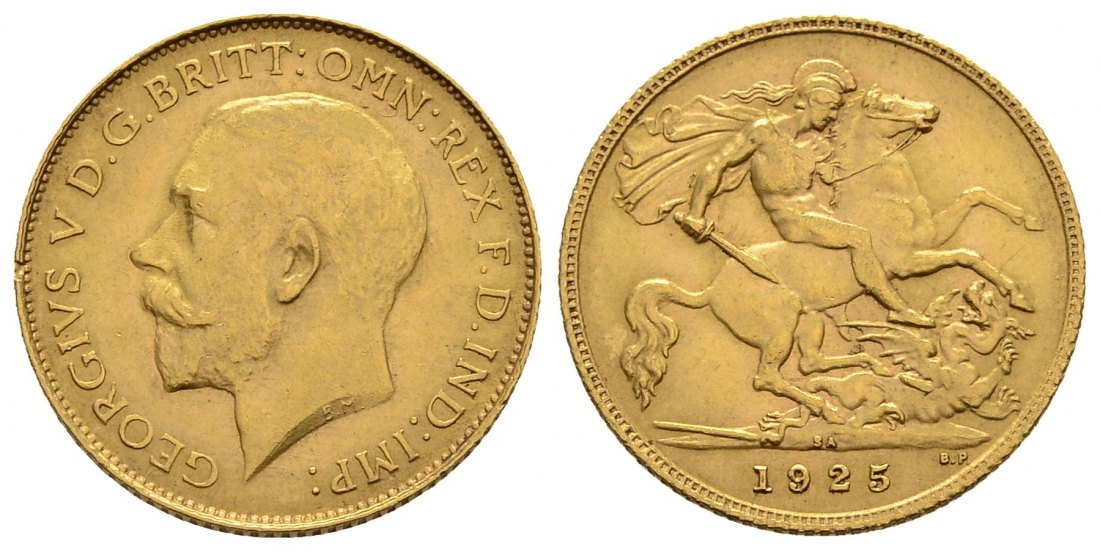 PEUS 3283 Grossbritannien / Südafrika 3,66 g Feingold. Georg V. (1910 - 1936) 1/2 Sovereign GOLD 1925 SA Pretoria Sehr schön +