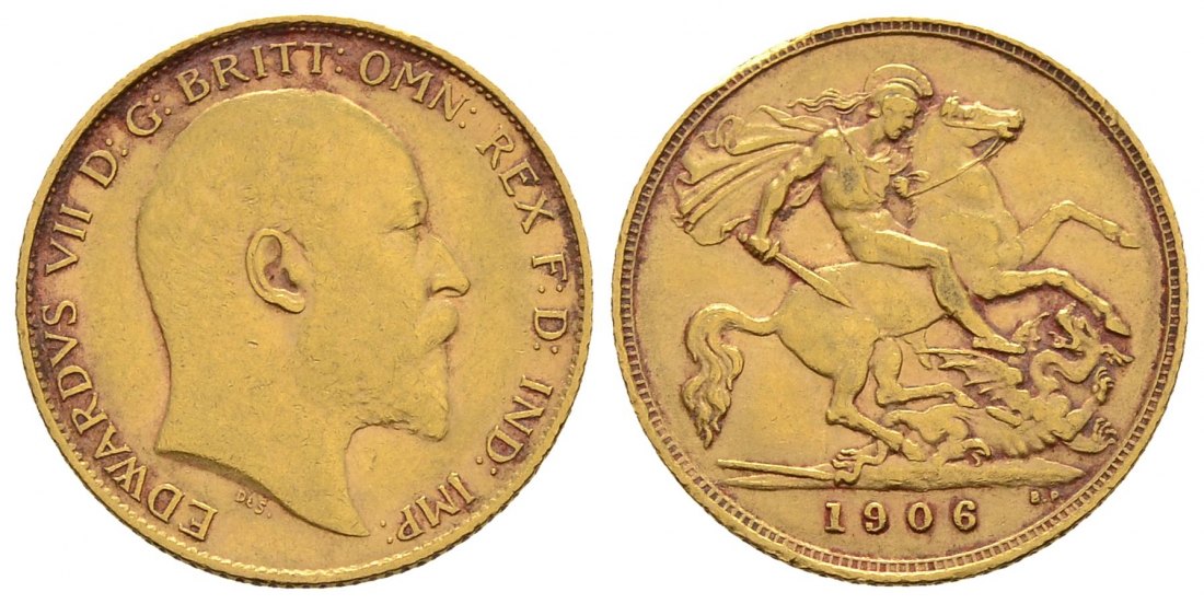 PEUS 3284 Grossbritannien 3,66 g Feingold. Eduard VII. (1901 - 1910) 1/2 Sovereign GOLD 1906 Sehr schön +