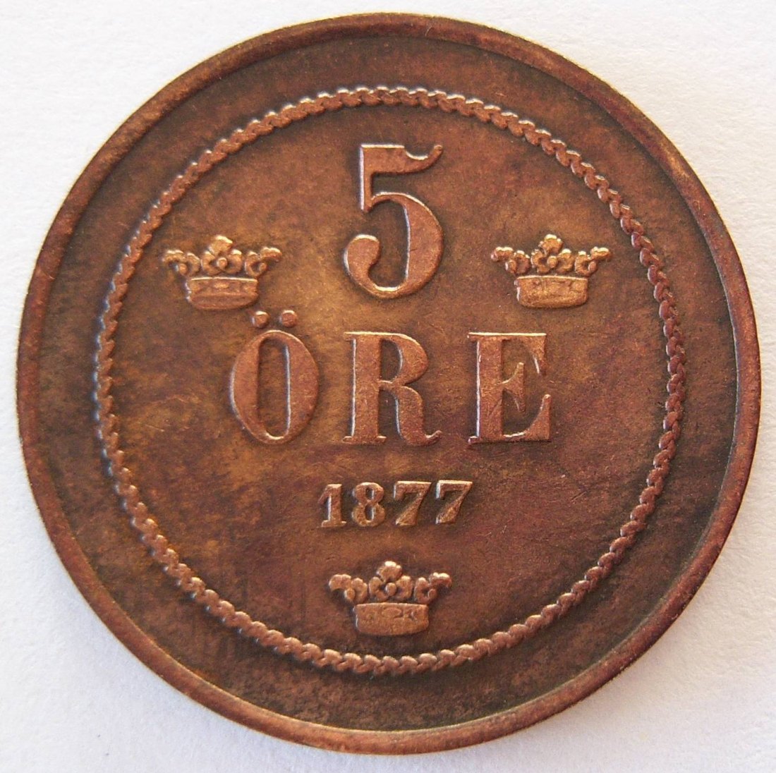  Schweden 5 Öre 1877 Bronze SELTEN   