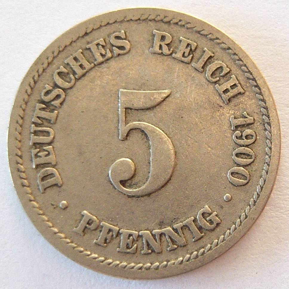  Deutsches Reich 5 Pfennig 1900 F   