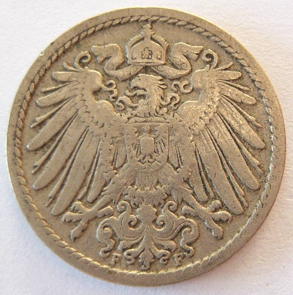  Deutsches Reich 5 Pfennig 1900 F   