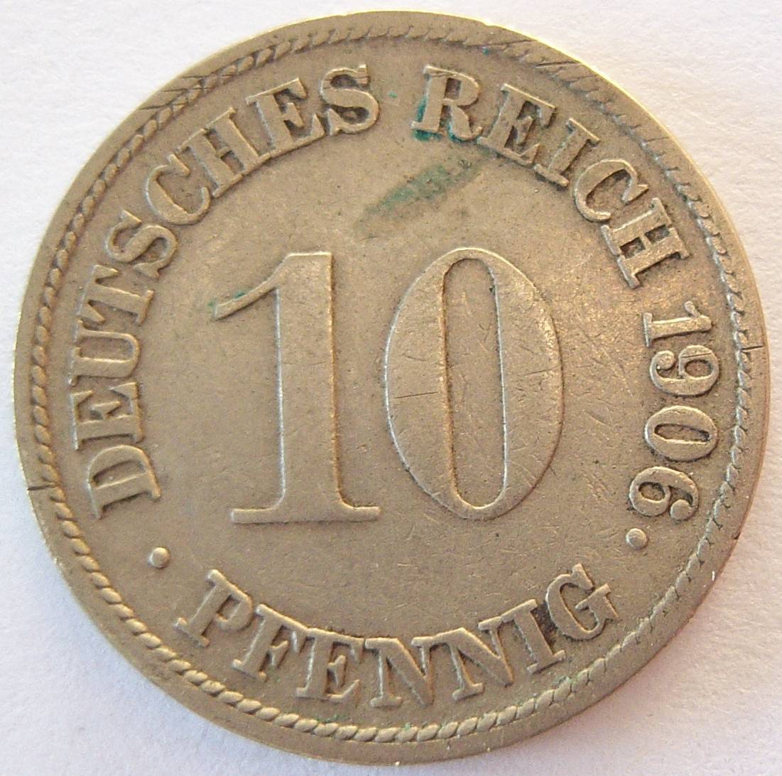  Deutsches Reich 10 Pfennig 1906 G   