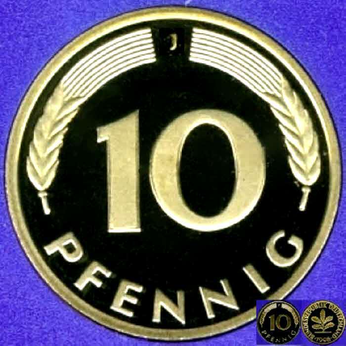  1997 J * 10 Pfennig Polierte Platte PP, proof, top   