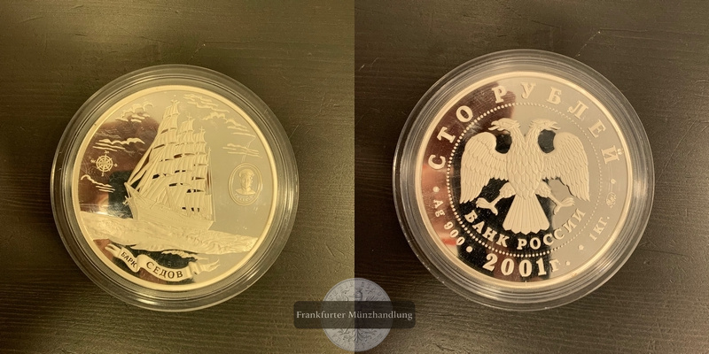  Russland  100 Rubel 2001 Barque Sedov FM-Frankfurt  Feingewicht: 999,98g  Silber   