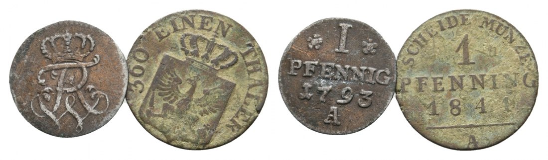  Altdeutschland, 2 Kleinmünzen 1793/1841   