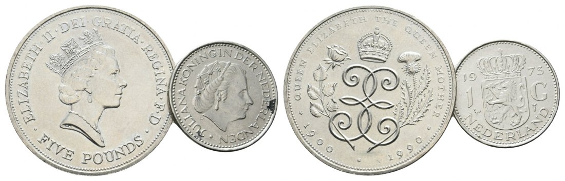  Großbritannien/Niederlande; 2 Münzen (1900/1973)   