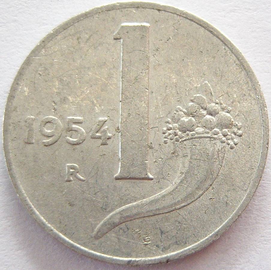  Italien 1 Lira 1954 Alu   