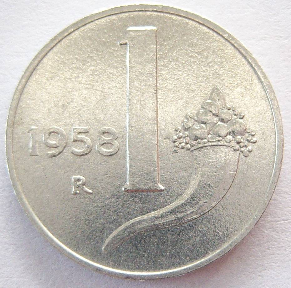  Italien 1 Lira 1958 Alu   