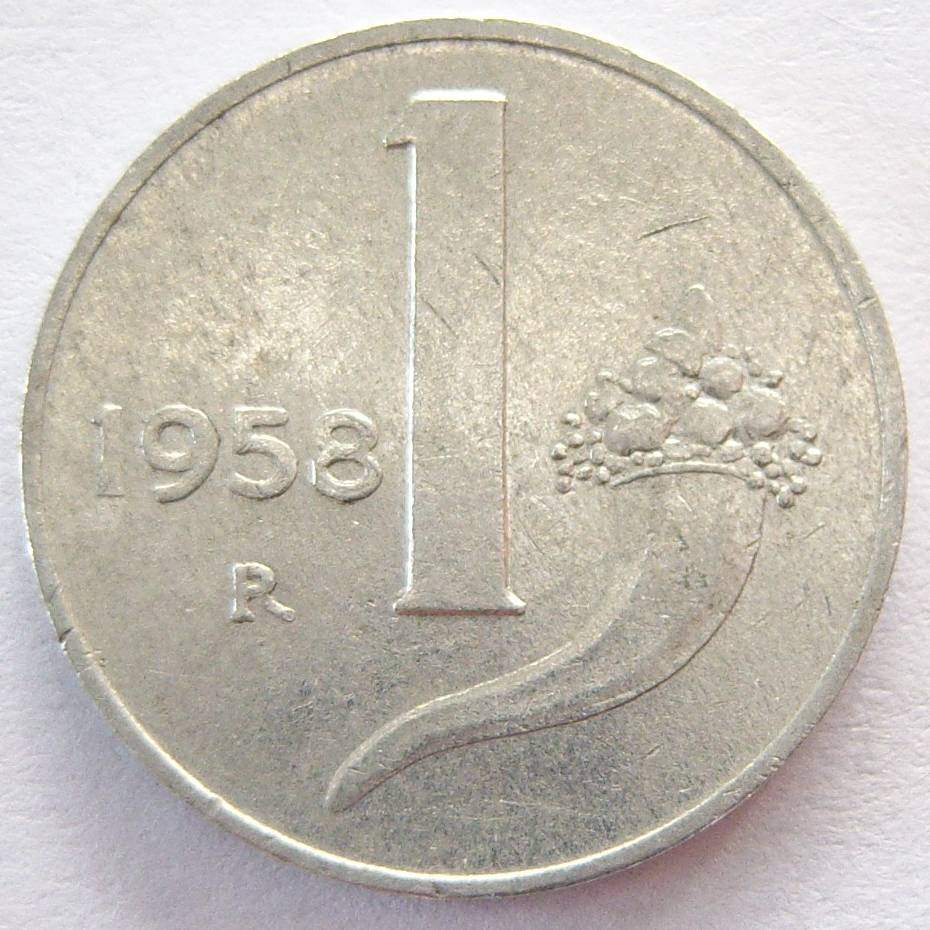  Italien 1 Lira 1958 Alu   