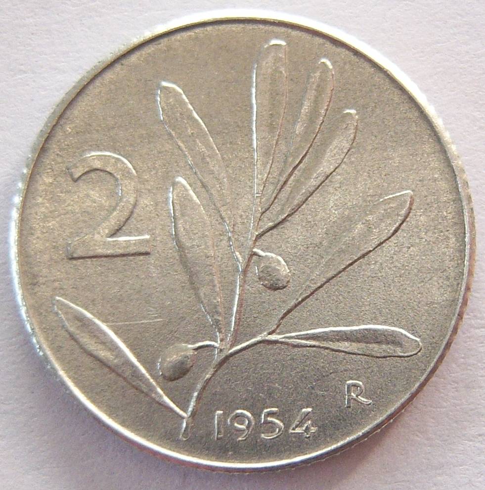  Italien 2 Lire 1954 Alu   