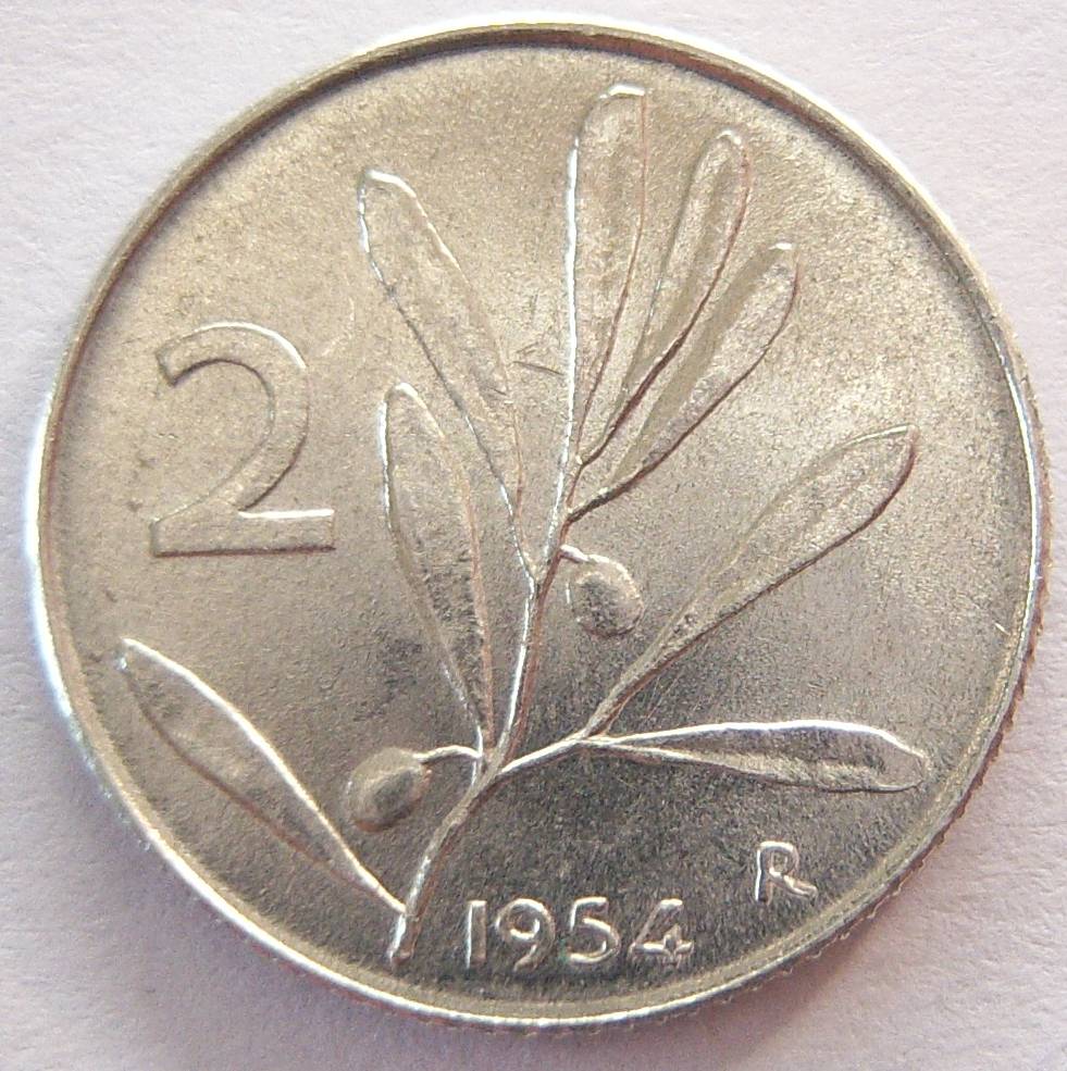  Italien 2 Lire 1954 Alu   